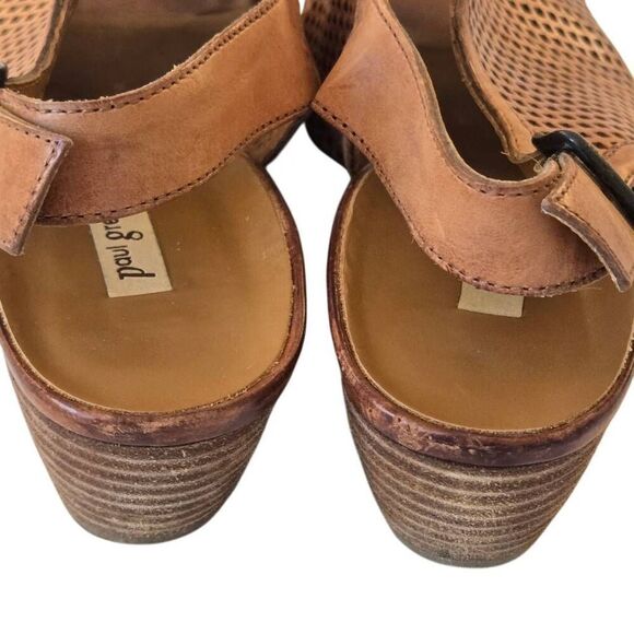 Paul Green Lois Perforated Leather Slingback Block Heel Sandal Size 8 - Picture 9 of 11